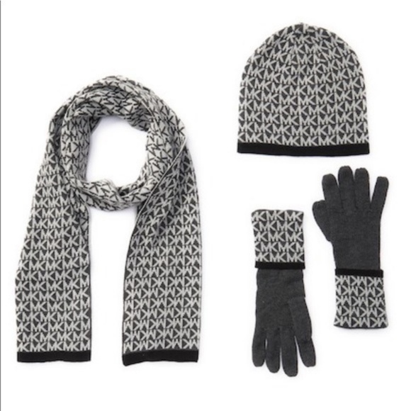 NWT Michael Kors Logo Muffler, Hat, & Gloves Set - Picture 5 of 6